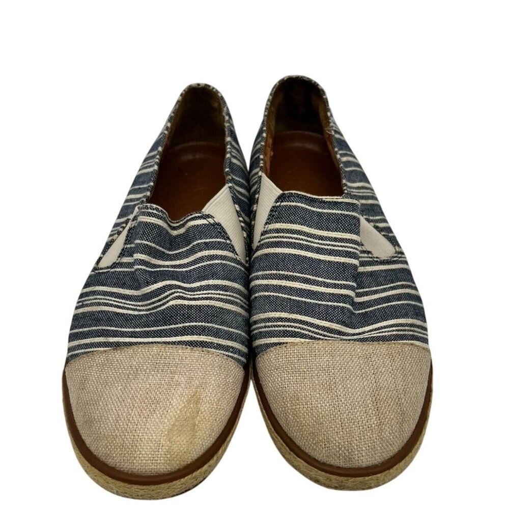 Enzo Angiolini Womens Slip On Flat Espadrilles Size 8M Blue Striped Canvas